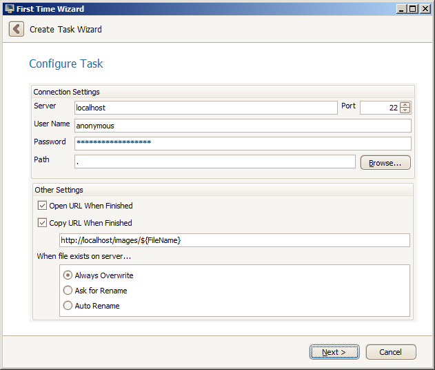 New Task Wizard Step #3